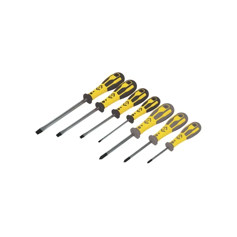 CK Phillips, Slotted Standard Screwdriver Set 7-Piece with Precision Machined Tips and Chrome Vanadium Steel Blades T49162D