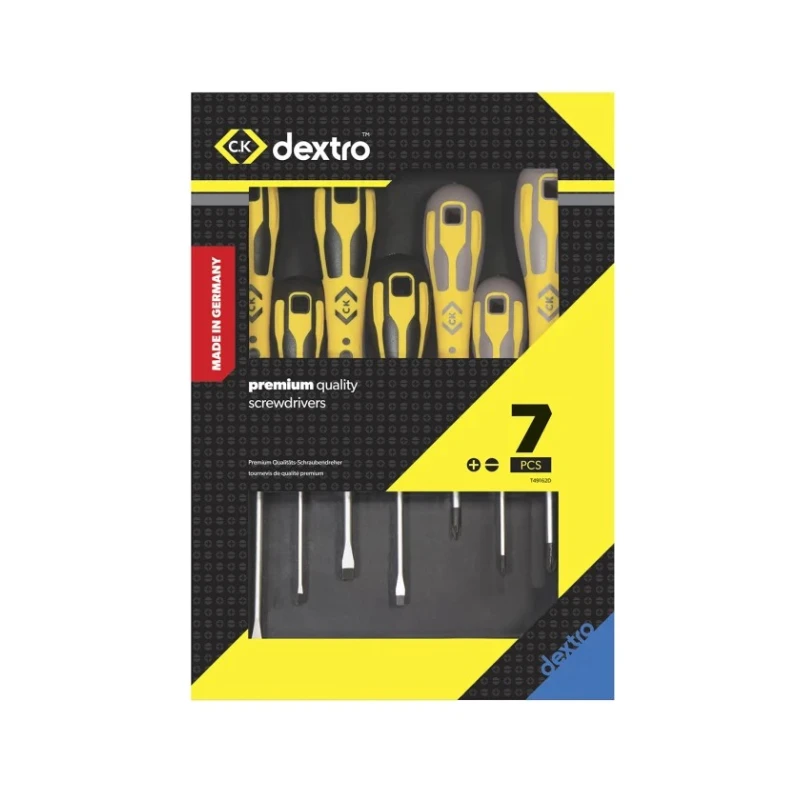 CK Phillips, Slotted Standard Screwdriver Set 7-Piece with Precision Machined Tips and Chrome Vanadium Steel Blades T49162D
