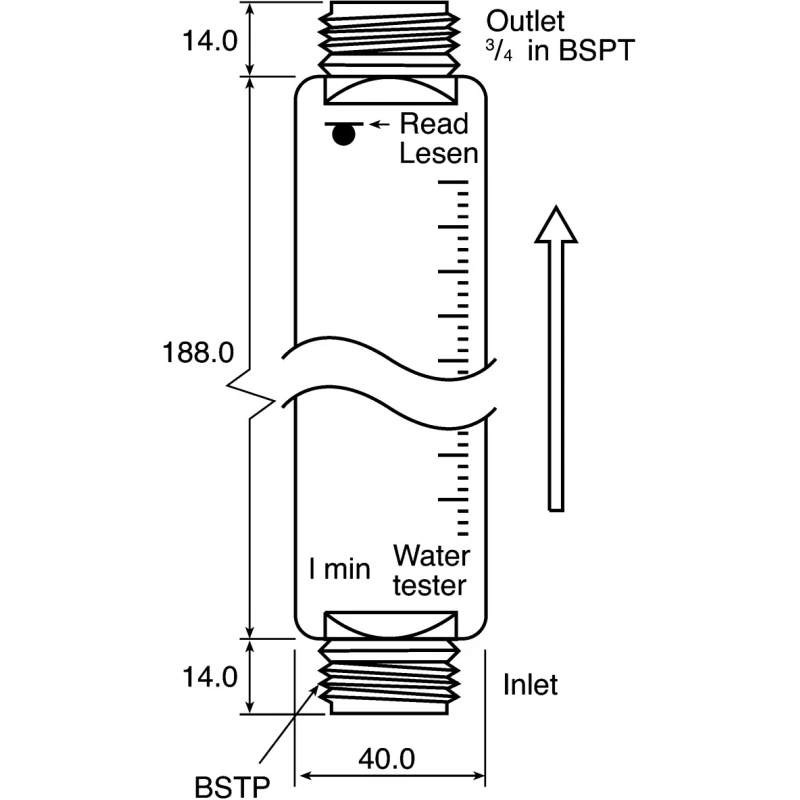 Parker S Series Liquid Flow Meter 0.07L/min to 0.55L/min, ±2% Accuracy, 10 Bar Pressure, 60°C Operating Temperature S.800003