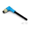 TE Connectivity Sensor Actuator Cable Male 4 Way M8 Right Angle to Unterminated Free End PVC Jacket 5000mm T4061210004-005