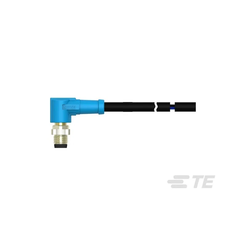 TE Connectivity Sensor Actuator Cable Male 4 Way M8 Right Angle to Unterminated Free End PVC Jacket 5000mm T4061210004-005