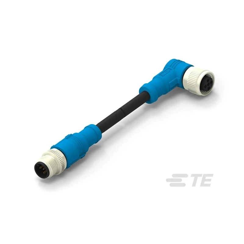 TE Connectivity Sensor Actuator Cable Male/Female 5 Way Right Angle to 5 Way Straight 500 mm T4162124005-001