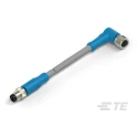TE Connectivity Sensor Actuator Cable Male/Female 4 Way Right Angle to 4 Way Straight 30V PVC Grey Jacket T4062124004-001