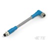 TE Connectivity Sensor Actuator Cable Male/Female 4 Way Right Angle to 4 Way Straight 30V PVC Grey Jacket T4062124004-001