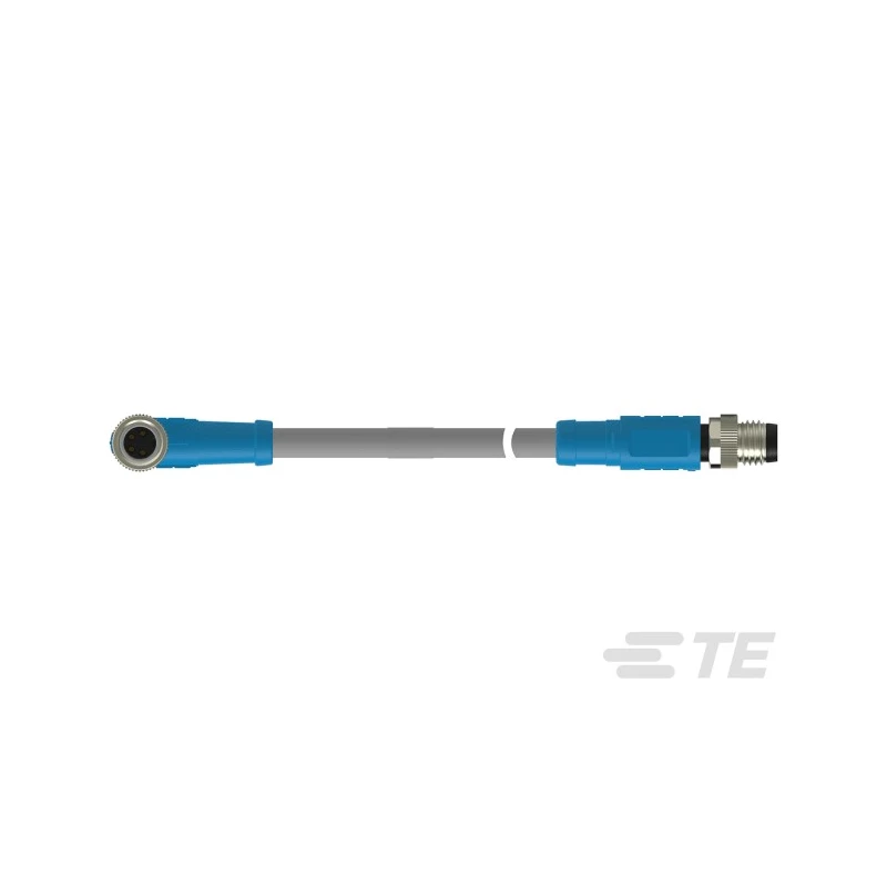 TE Connectivity Sensor Actuator Cable Male/Female 4 Way Right Angle to 4 Way Straight 30V PVC Grey Jacket T4062124004-001