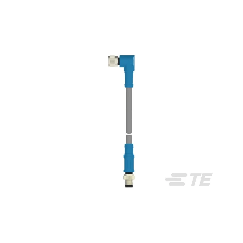 TE Connectivity Sensor Actuator Cable Male/Female 4 Way Right Angle to 4 Way Straight 30V PVC Grey Jacket T4062124004-001