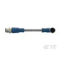 TE Connectivity Sensor Actuator Cable Male/Female 4 Way Right Angle to 4 Way Straight, Polyurethane Grey T4162124004-005