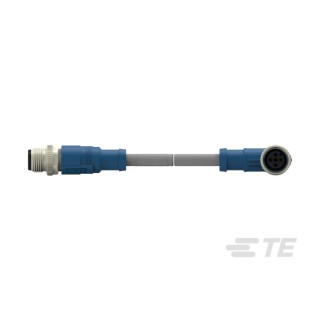 TE Connectivity Sensor Actuator Cable Male/Female 4 Way Right Angle to 4 Way Straight, Polyurethane Grey T4162124004-005