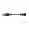 TE Connectivity Sensor Actuator Cable Male/Female 4 Way Right Angle to 4 Way Straight, Polyurethane Grey T4162124004-005