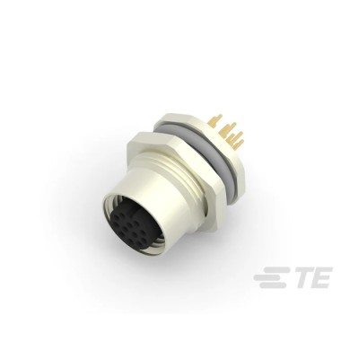TE Connectivity Circular Connector 12 Contacts Rear Mount M12 Socket Female IP67 Nylon Housing T4141012121-000