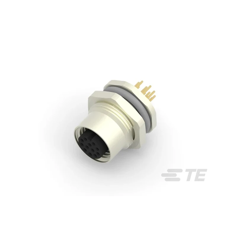 TE Connectivity Circular Connector 12 Contacts Rear Mount M12 Socket Female IP67 Nylon Housing T4141012121-000