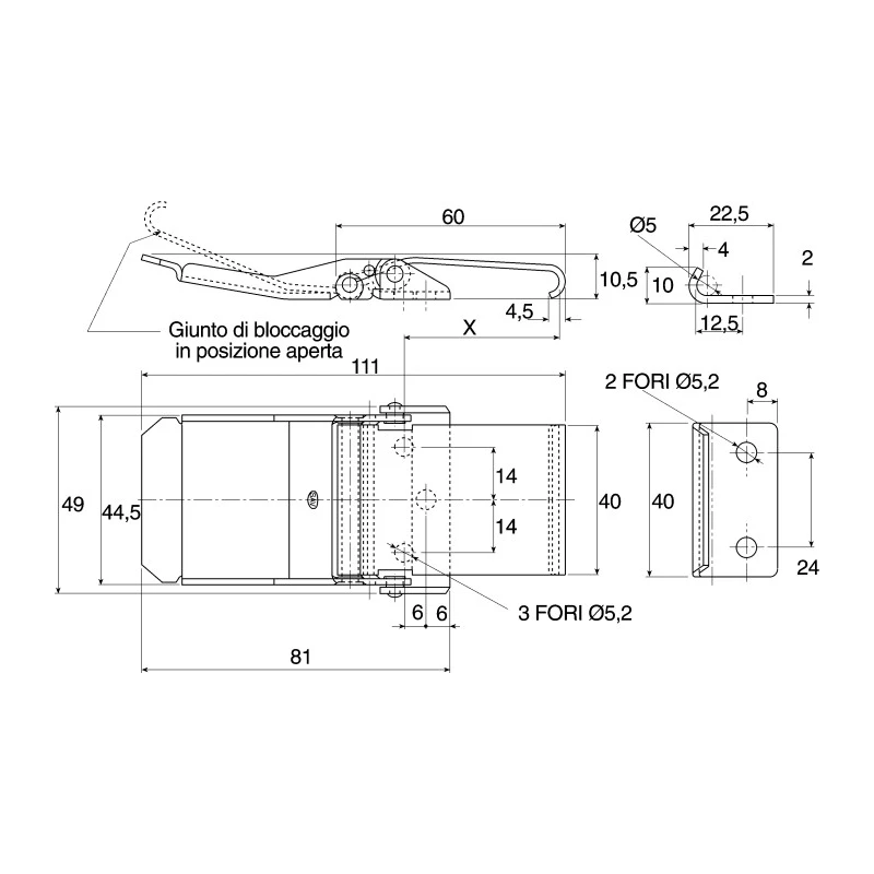 Savigny Stainless Steel Low Profile Toggle Latch 111mm x 49mm x 10.5mm 40040 GIB