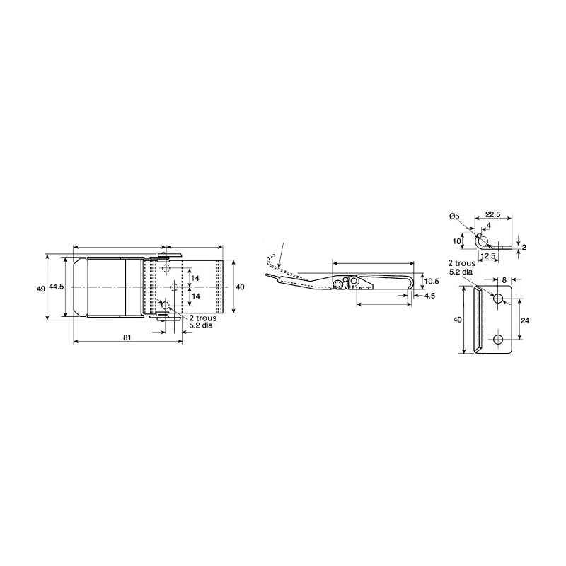 Savigny Stainless Steel Low Profile Toggle Latch 111mm x 49mm x 10.5mm 40040 GIB