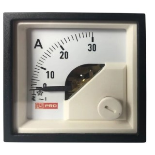 RS PRO Analogue Panel Ammeter 30 A AC, 45 mm x 45 mm, 1 % Accuracy Moving Iron 186-2415