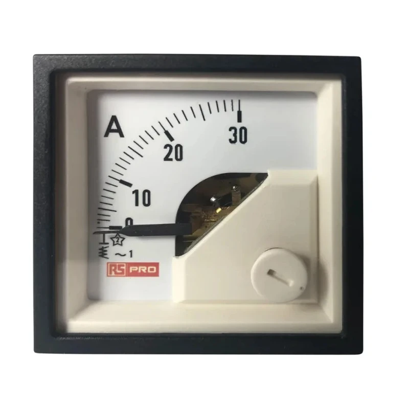 RS PRO Analogue Panel Ammeter 30 A AC, 45 mm x 45 mm, 1 % Accuracy Moving Iron 186-2415