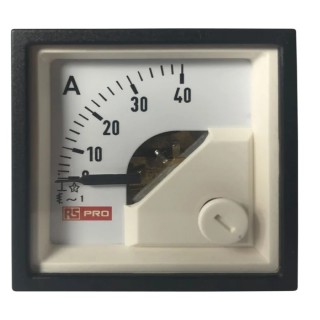 RS PRO Analogue Panel Ammeter 40 A AC, 1% Accuracy, Moving Iron, 45 mm x 45 mm RS-PRO-186-2416