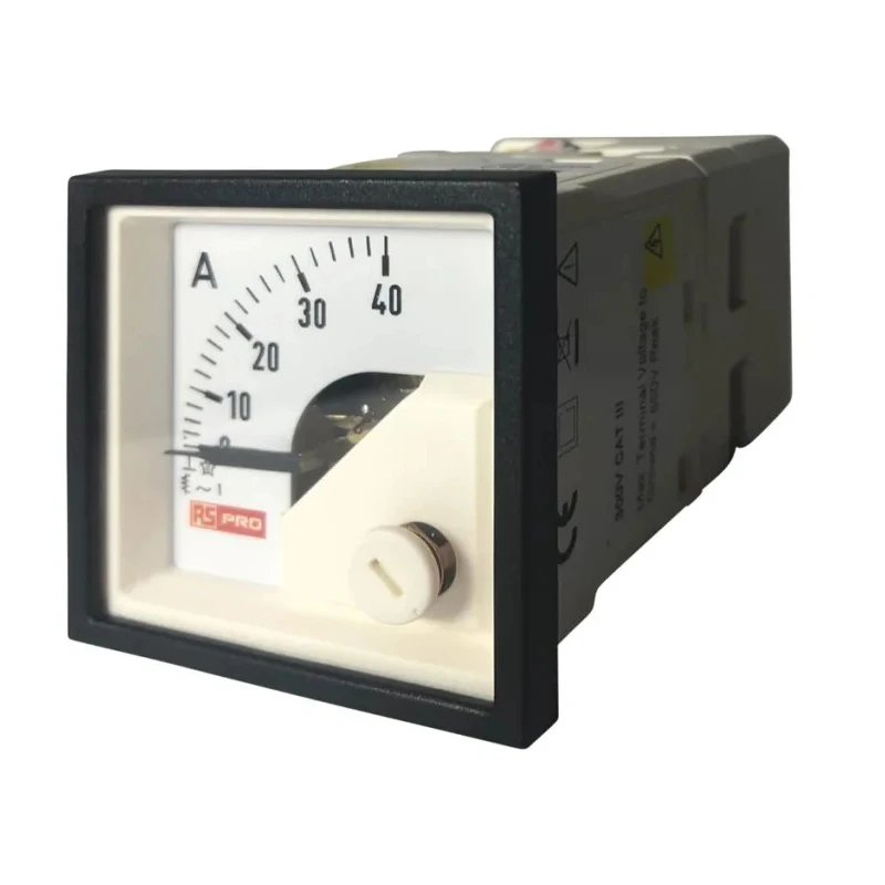 RS PRO Analogue Panel Ammeter 40 A AC, 1% Accuracy, Moving Iron, 45 mm x 45 mm RS-PRO-186-2416