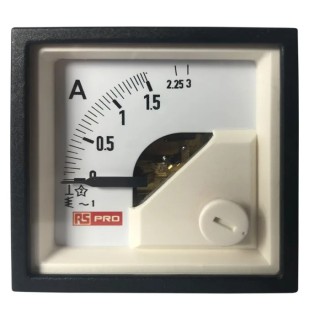 RS PRO Analogue Panel Ammeter 3 A AC, 45 mm x 45 mm, 1% Accuracy Moving Iron 186-2417