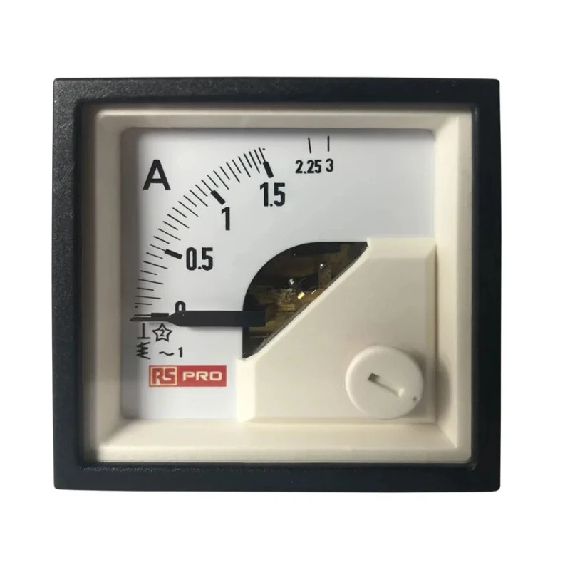 RS PRO Analogue Panel Ammeter 3 A AC, 45 mm x 45 mm, 1% Accuracy Moving Iron 186-2417