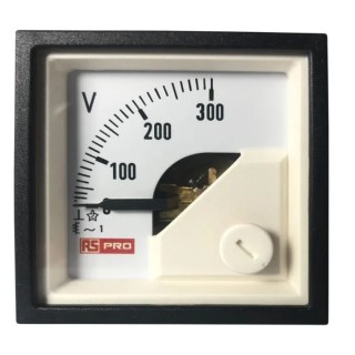 RS PRO Analogue AC Voltmeter Panel Meter Knife-Edge Pointer 45 mm x 45 mm 186-2431