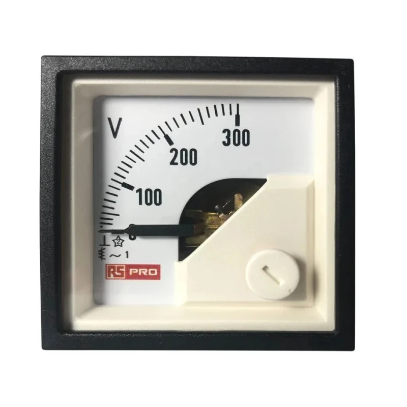 RS PRO Analogue AC Voltmeter Panel Meter Knife-Edge Pointer 45 mm x 45 mm 186-2431