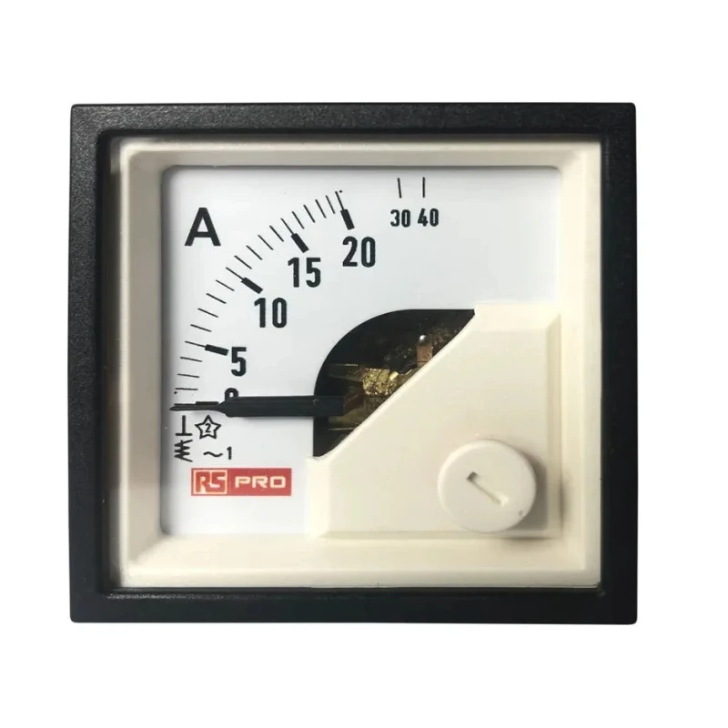 RS PRO Analogue Panel Ammeter 40 A AC, 45 mm x 45 mm, 1 % Moving Iron 186-2424