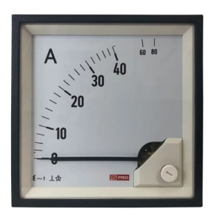 RS PRO Analogue Panel Ammeter AC 80 A, 92 mm x 92 mm, 1% Accuracy Moving Iron 186-2469