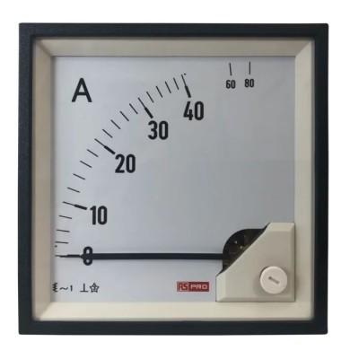 RS PRO Analogue Panel Ammeter AC 80 A, 92 mm x 92 mm, 1% Accuracy Moving Iron 186-2469