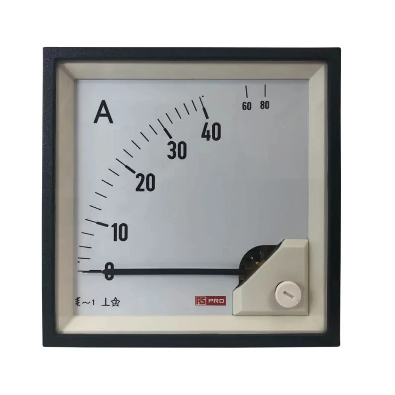 RS PRO Analogue Panel Ammeter AC 80 A, 92 mm x 92 mm, 1% Accuracy Moving Iron 186-2469