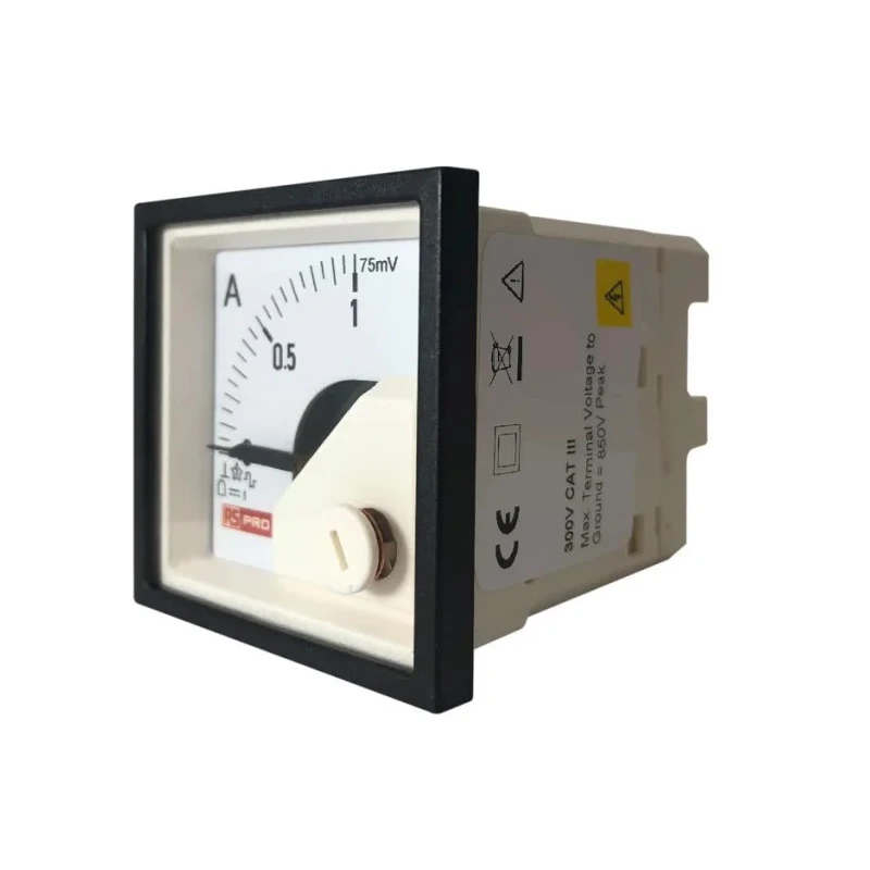 RS PRO Analogue DC Voltmeter 45 mm x 45 mm Panel Mount 15mV to 600V Nominal Range 1% Accuracy 186-2477