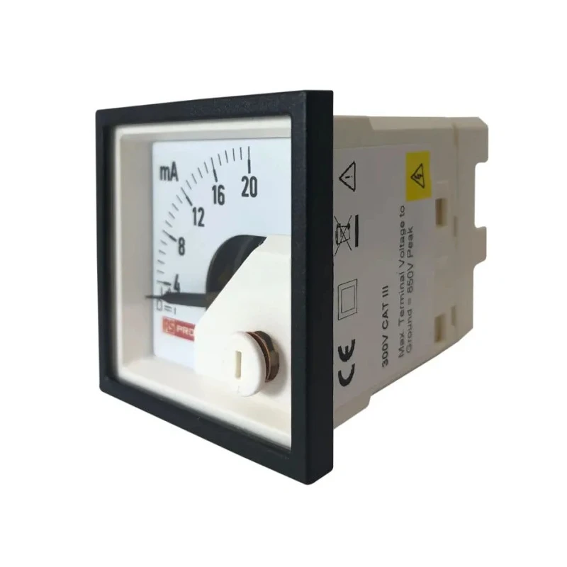 RS PRO Analogue Panel Ammeter DC 20 mA, 45 mm x 45 mm, 1% Accuracy, Moving Coil 186-2476