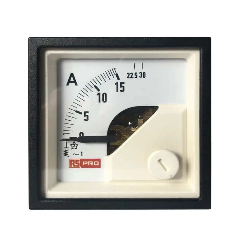 RS PRO Analogue Panel Ammeter 30 A AC, 45 mm x 45 mm, 1 % Moving Iron 186-2423