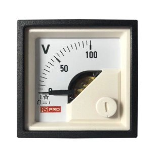 RS PRO 45mm x 45mm DC Analogue Voltmeter with Knife-Edge Pointer 186-2485