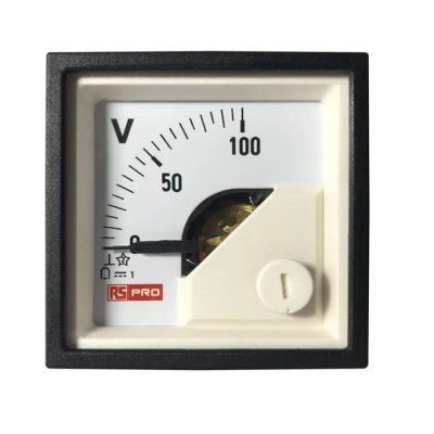 RS PRO 45mm x 45mm DC Analogue Voltmeter with Knife-Edge Pointer 186-2485