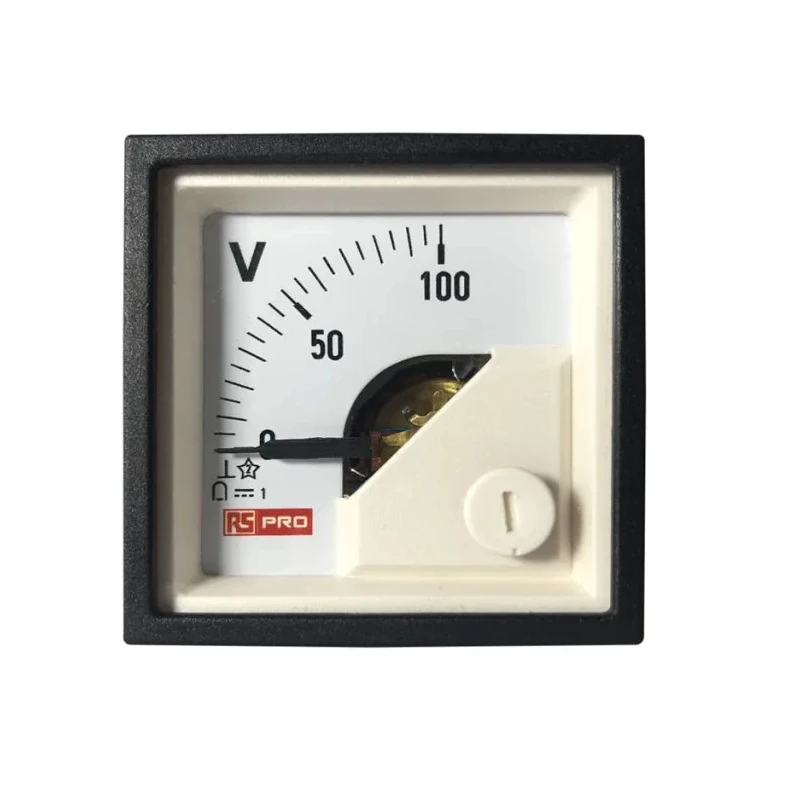 RS PRO 45mm x 45mm DC Analogue Voltmeter with Knife-Edge Pointer 186-2485