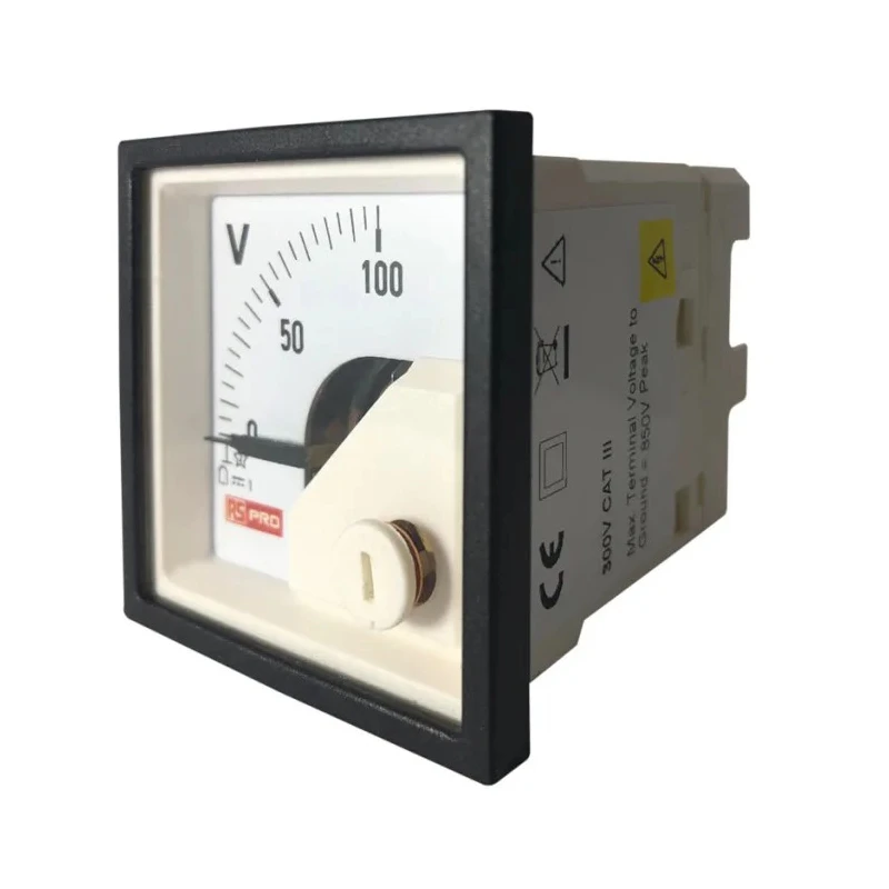 RS PRO 45mm x 45mm DC Analogue Voltmeter with Knife-Edge Pointer 186-2485