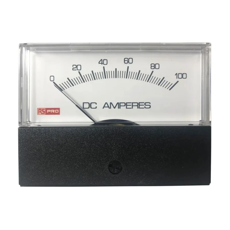 RS PRO Analogue Panel Ammeter 50 A DC, 76 mm x 74 mm Cutout, ±1.5% Accuracy, High Torque Pivot and Jewel Moving 186-2531