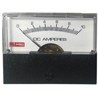 RS Pro Analogue Panel Ammeter 50 A DC, 57 mm x 44 mm, ±1.5 % High Torque Pivot and Jewel Moving Coil and Moving Iron 186-2537