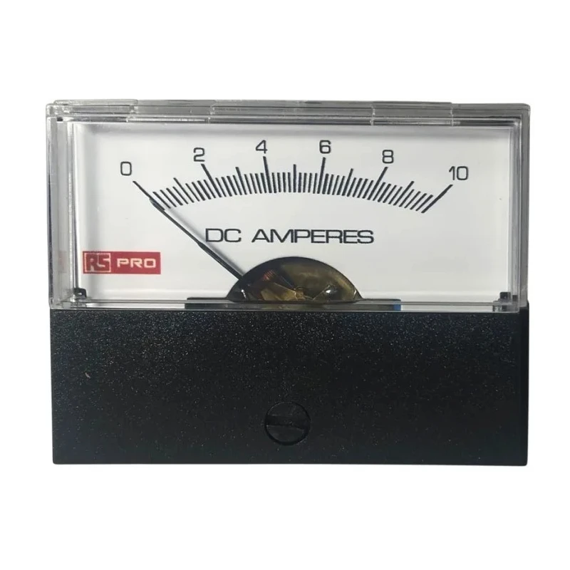 RS Pro Analogue Panel Ammeter 50 A DC, 57 mm x 44 mm, ±1.5 % High Torque Pivot and Jewel Moving Coil and Moving Iron 186-2537