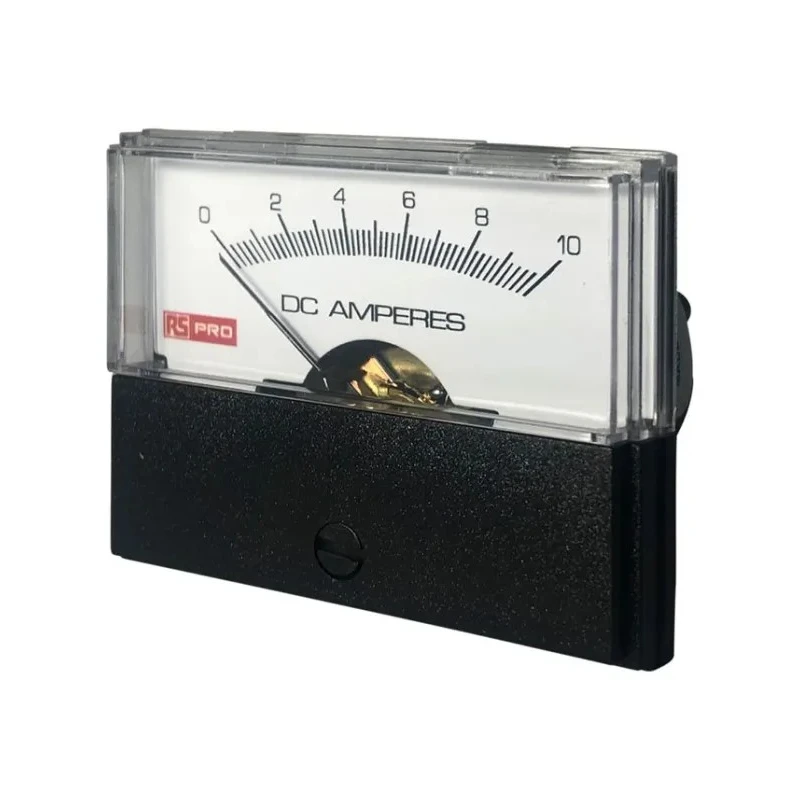 RS Pro Analogue Panel Ammeter 50 A DC, 57 mm x 44 mm, ±1.5 % High Torque Pivot and Jewel Moving Coil and Moving Iron 186-2537