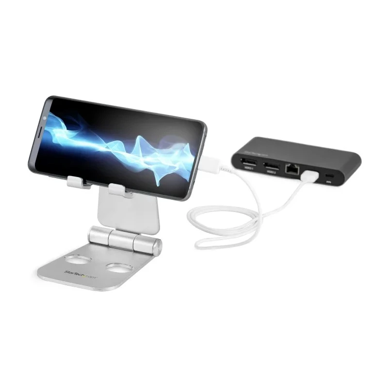 StarTech.com Phone and Tablet Stand Aluminium Multi Angle Tilt Support for Tablet Smartphone USPTLSTND