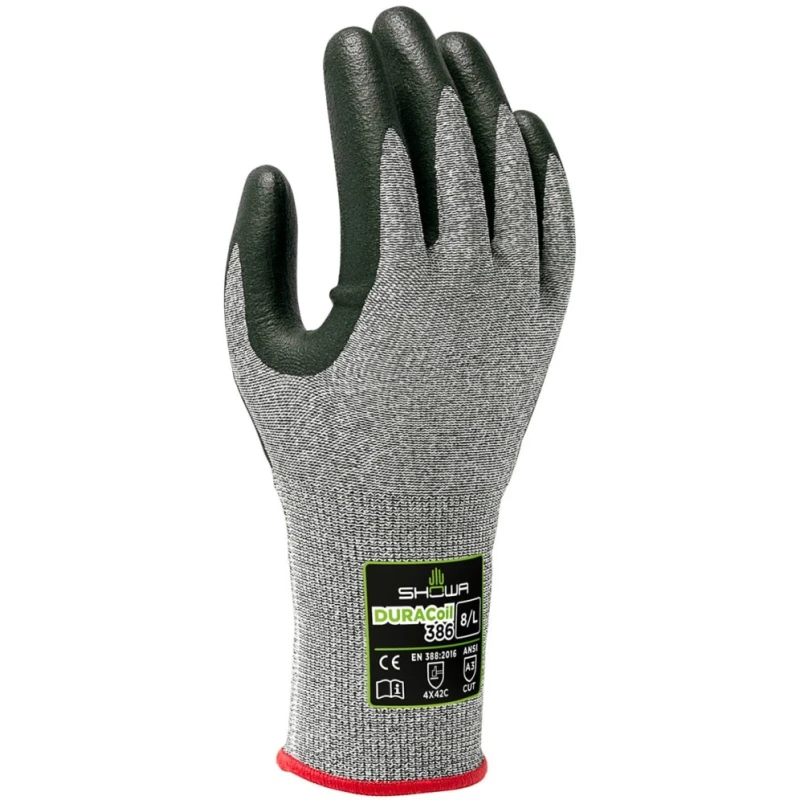 Showa Grey HPPE Polyester Work Gloves with Nitrile Foam Coating Size 9 SHO386