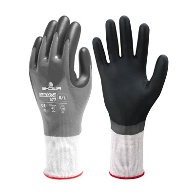 Showa Grey HPPE, Polyester Cut Resistant Work Gloves Size 8 with Nitrile Foam Coating SHO577