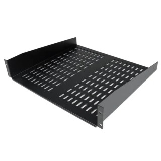 StarTech.com Black Vented Rack Shelf 2U, Steel, 22.6kg Load Capacity, 16mm x 410mm, Black Finish CABSHELFV