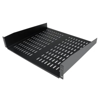 StarTech.com Black Vented Rack Shelf 2U, Steel, 22.6kg Load Capacity, 16mm x 410mm, Black Finish CABSHELFV