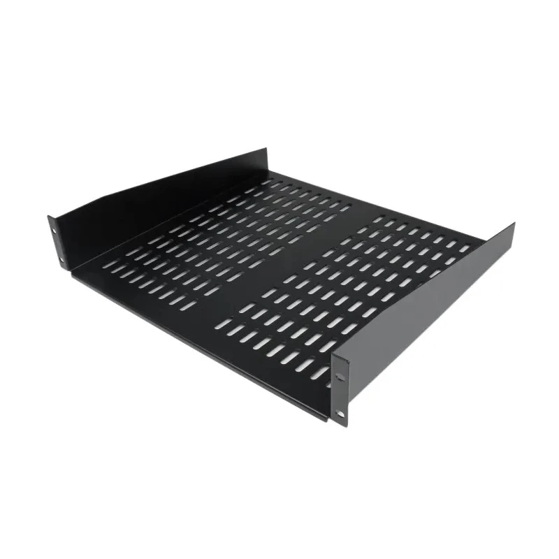 StarTech.com Black Vented Rack Shelf 2U, Steel, 22.6kg Load Capacity, 16mm x 410mm, Black Finish CABSHELFV