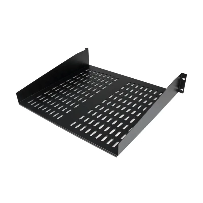 StarTech.com Black Vented Rack Shelf 2U, Steel, 22.6kg Load Capacity, 16mm x 410mm, Black Finish CABSHELFV