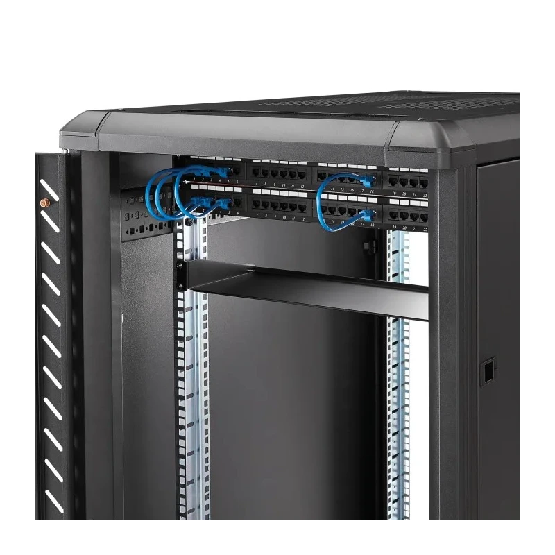 StarTech.com Black Steel Shelf, 1U Rack Unit, 15kg Maximum Load, 17.4mm Width x 178mm Depth, Ventilated, CE RoHS CABSHELF1U