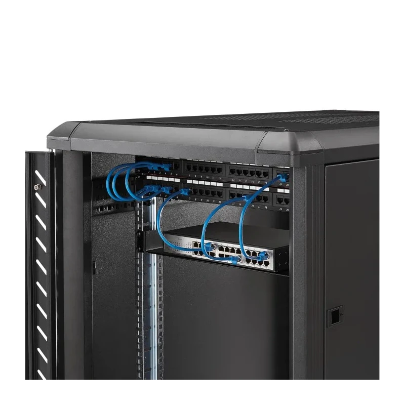 StarTech.com Black Steel Shelf, 1U Rack Unit, 15kg Maximum Load, 17.4mm Width x 178mm Depth, Ventilated, CE RoHS CABSHELF1U
