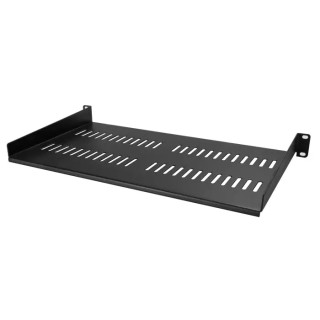 StarTech.com Black Steel Rack Shelf 1 U, Ventilated, 20kg Load Capacity, 250mm x 250mm CABSHELFV1U
